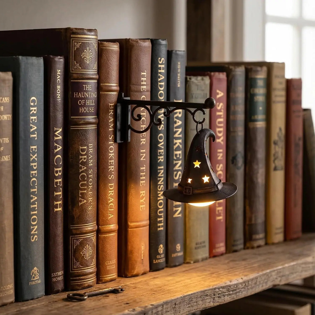 Ghost Bookshelf Lantern，Library Mini Bookshelf Lamp, Little Cute Lantern-Decorative Library Hanging Resin Lighting