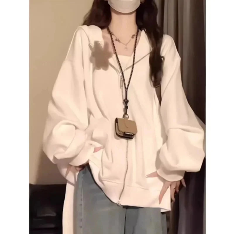 2025 Ropa Mujer Cute Hoodies Coats For Women Rabbit Ears Hooded Thicked Sweatshirts Zipper Casual Chic Oversized Hoodie Y2k Tops