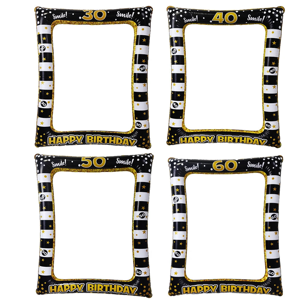 18th 30th 40th 50th 60th Birthday Party Inflatable Photo Frame Balloon Golden Number Balloon Party Decor Supplies Photo Props