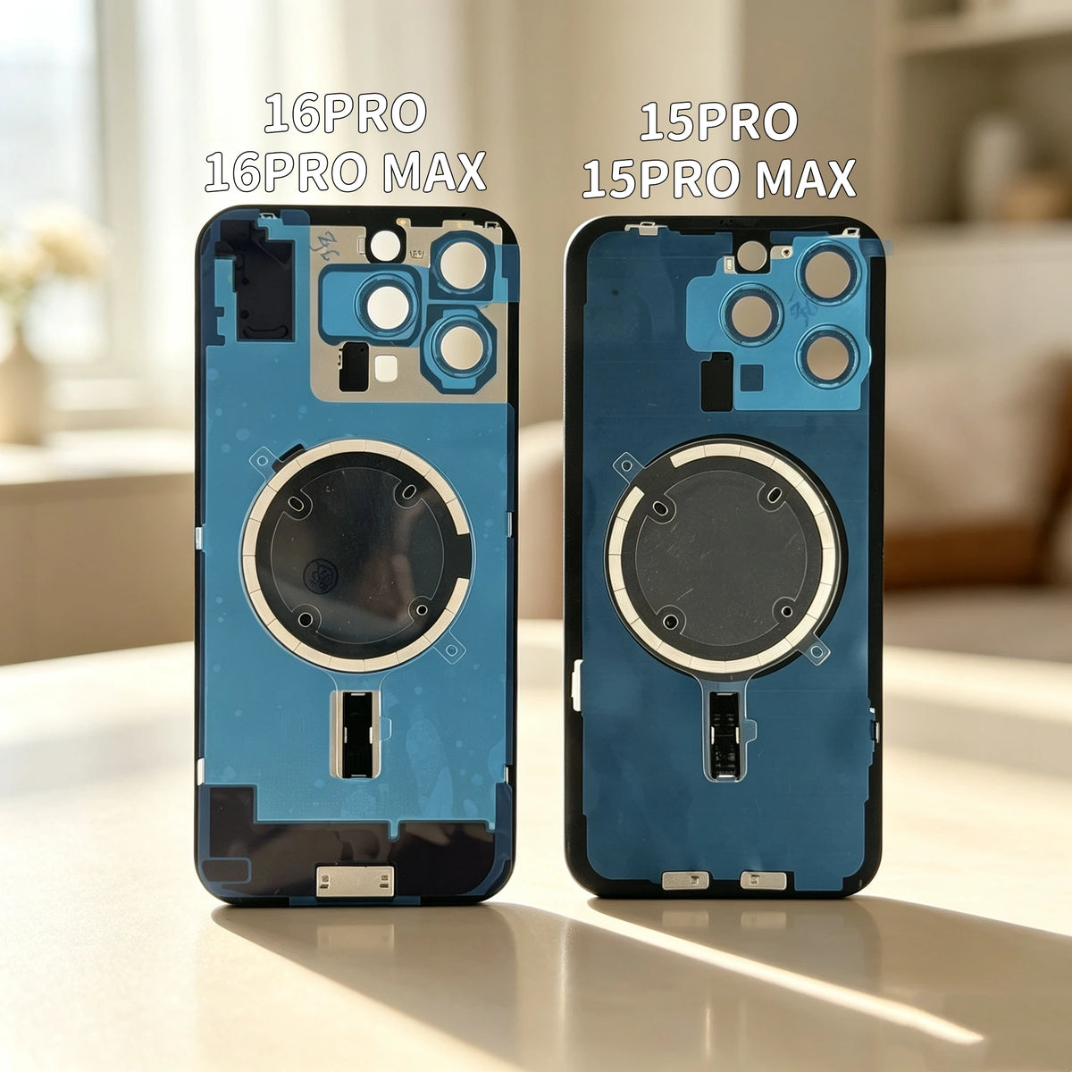 Rear Back Glass Replacement For iPhone 15 Pro 16 Pro Max Rear Cover With Camera Lens Bracket Built-in Magnets Repair Spare Parts