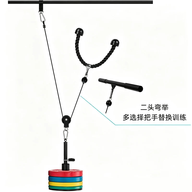 DIY Home Gym Complete Kit, Silent Stainless Steel Cable Pulley System for Lat Pulldown, Low Row and Chest Fly Strength Workout