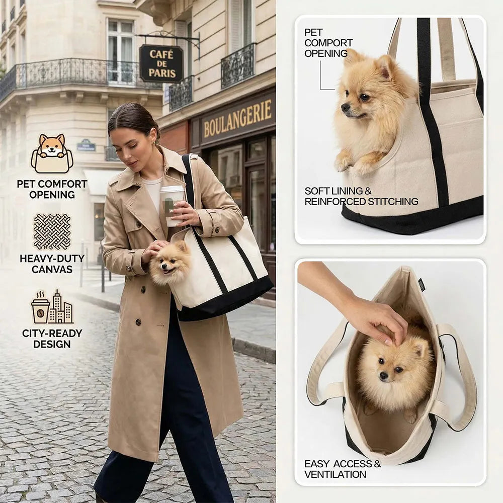 Pet Travel Carrier Fashion Pet Canvas Shoulder Bag Foldable Breathable Travel Carrier Portable Pet Bag For Dogs And Cats
