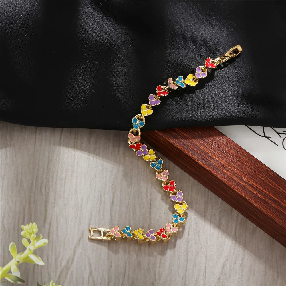 European American Geometric Metal Bracelet Versatile Colorful Enamel Bangle Wedding Supplies Holiday Gift