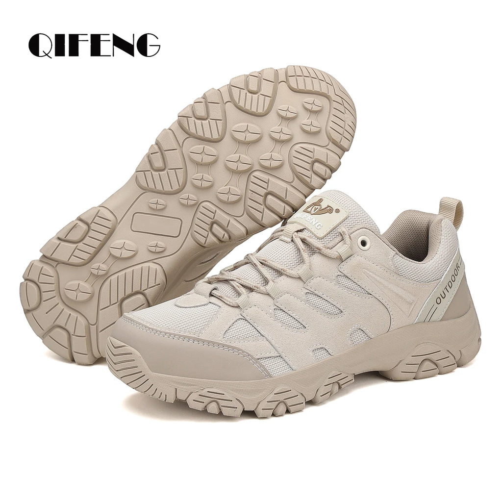 2025Men Leather Casual Shoes Winter Fashion Retro Leather Shoe Sport Outdoor Off-Road Black Trail Footwear Low Top Spring Autumn