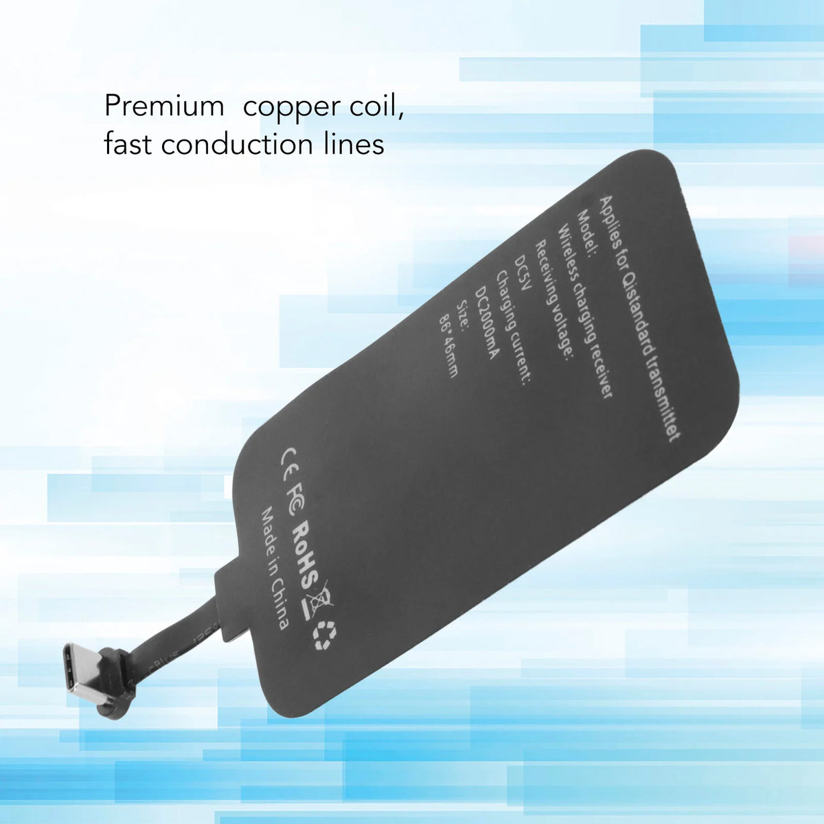 Wireless Charging Receiver 10W Type-C Fast Charging 5V 2A Input Wireless Charging Receiver for Mobile Phone Wireless Charging