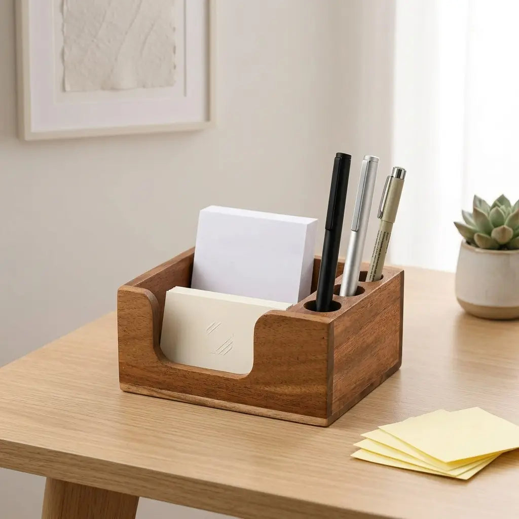 Solid Wood Desk Organizer with Smooth Surface and Eco-Friendly Finish Features Scientific Compartment Design for Office Students