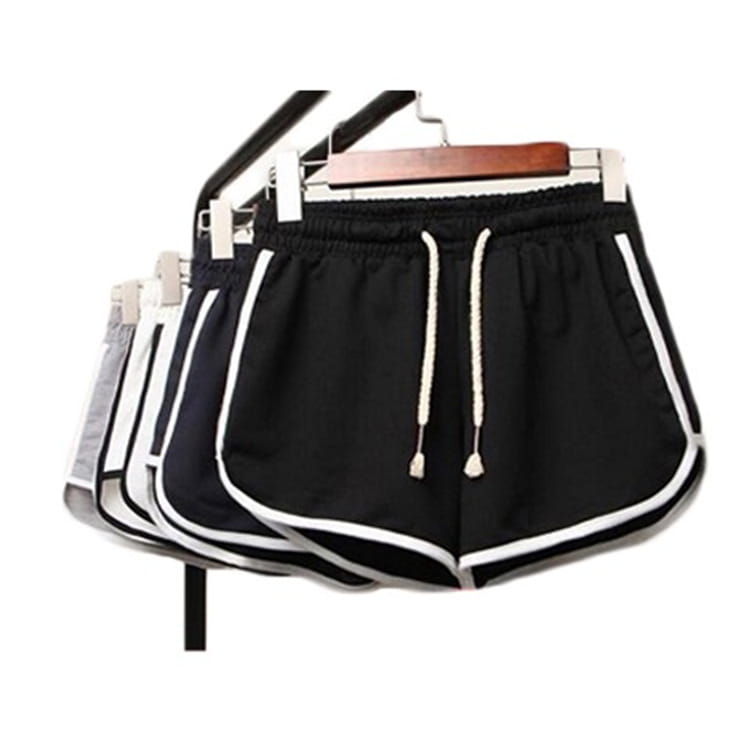 men athletic shorts 3-pack of black breathable fabric with white trim and drawstring waistband designed for running and athletic use
