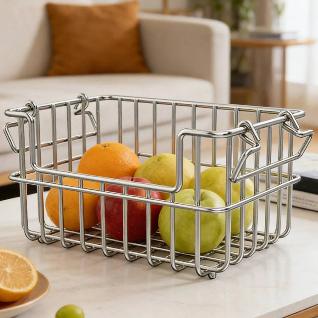 High Capacity Stainless Steel Storage Basket Organizer for Kitchen Under Shelf Pantry Drawer and Garage Storage Solutions