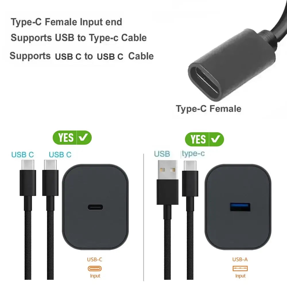 black type-c female usb adapter with a matte finish and rectangular shape designed for connecting various usb cables for gba sp gameboy and gameboy ds game console chargers