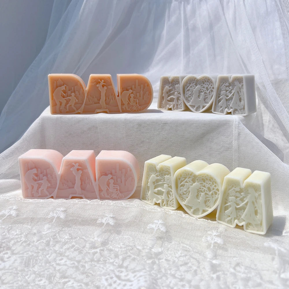 DAD MOM Candle Mold MAM Letter Soy Wax Silicone Mold Father's Day Gift Mother 's Day Home Decoration