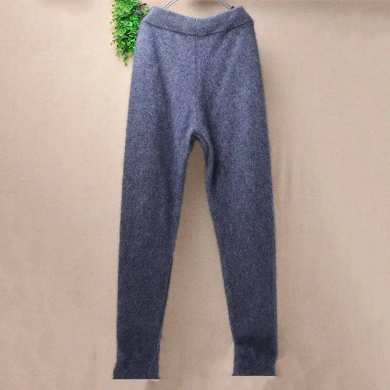 Women Female Male Fashion Hairy Soft Warm Mink Cashmere Knitted Underwear Trousers Pants For Autumn Winter Angora Fur Clothing