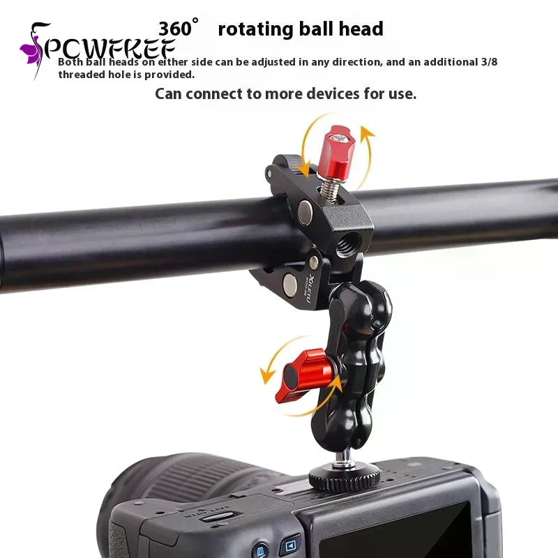 1Set Photography Accessories Camera Metal Super Clamp With Double Ball Head Magic Arm For  Monitor Light Mic Phone Mount