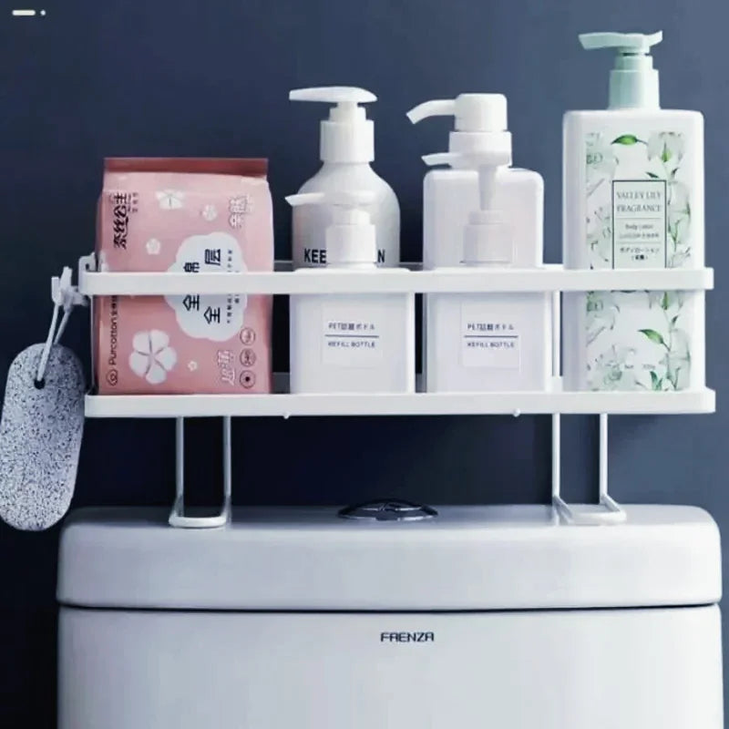 Wall Mounted Shelf for Bathroom No Drill over Toilet Storage Rack Aluminum Shower Organizer Bath Accessories Holder