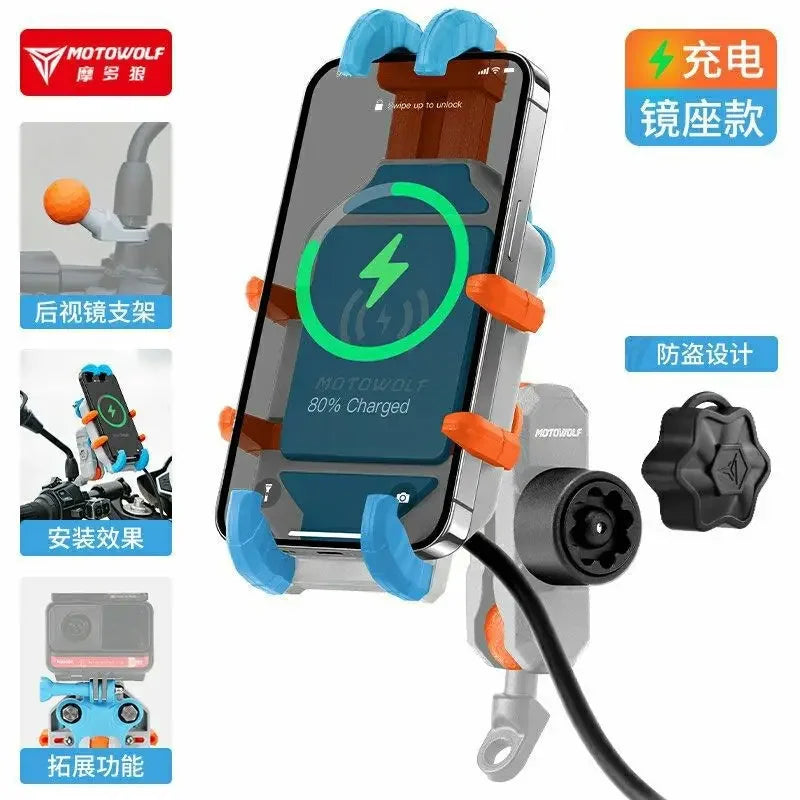 Motorcycle Wireless Charging Phone Holder Cradle Moto Support Cellphone Suporte Celular Motos Handlebar Mount biker Accessories
