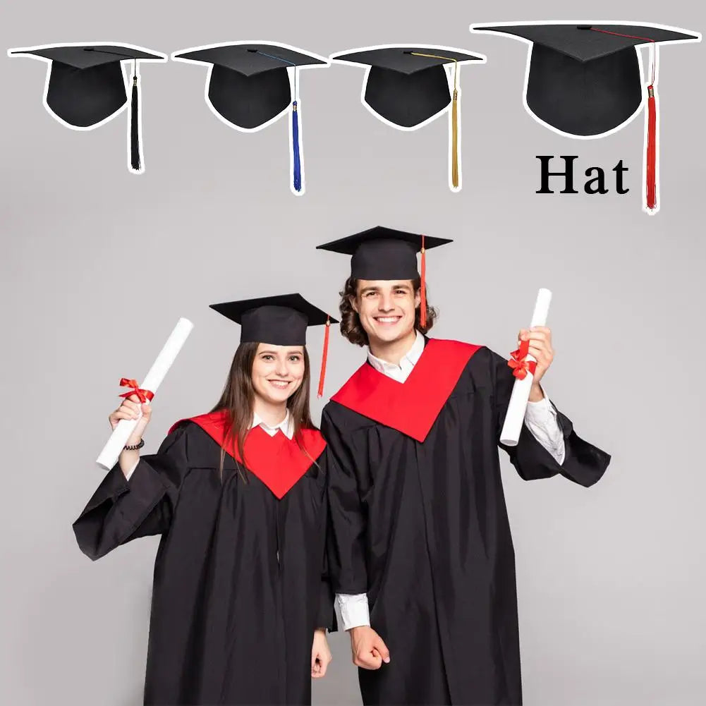 Graduation Cap With Tassel Bachelors Hat With Adjustable Size Elastic Band Graduation Master Degree Graduation Ceremony Hats