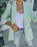 Women's Oversized Casual Blazer Open Front Long Sleeve Office Business Casual Suit Jacket Lightweight Spring Work Coat