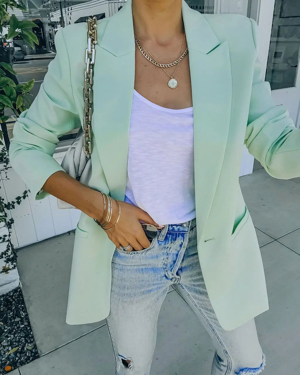 Women's Oversized Casual Blazer Open Front Long Sleeve Office Business Casual Suit Jacket Lightweight Spring Work Coat