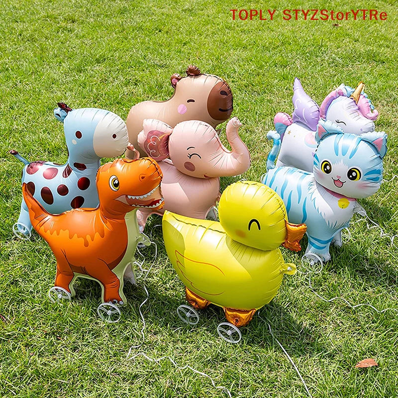 Baby Shower 4D Foil Elephant Balloons On Stand Walking Design
