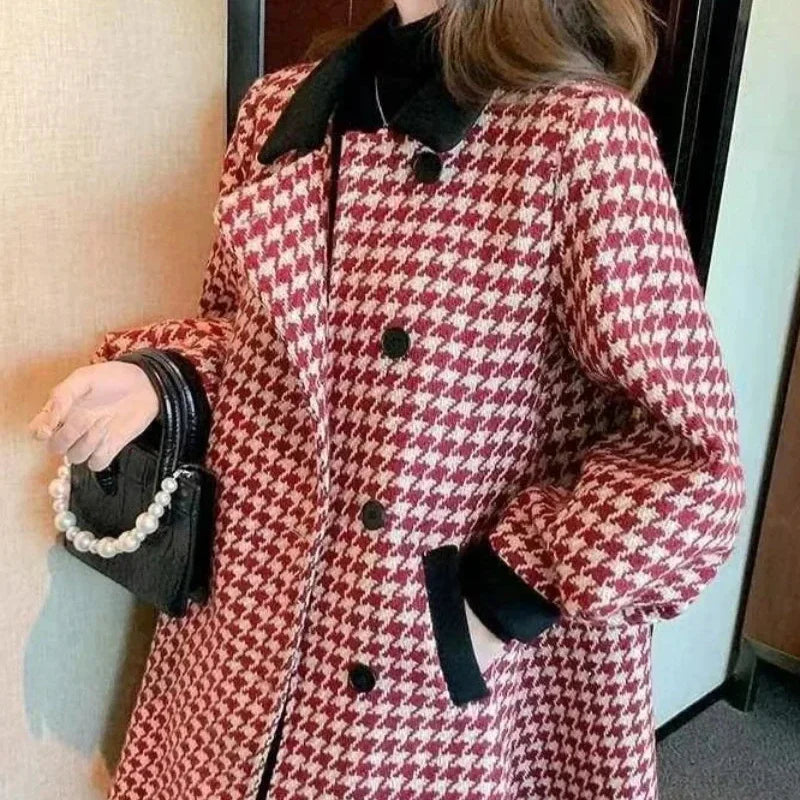 Warm Outerwears Velvet Wool & Blend Blazer Woman Spring Autumn Tweed Coats for Women Long Sleeve Casual 2025 New Arrivals Jacket