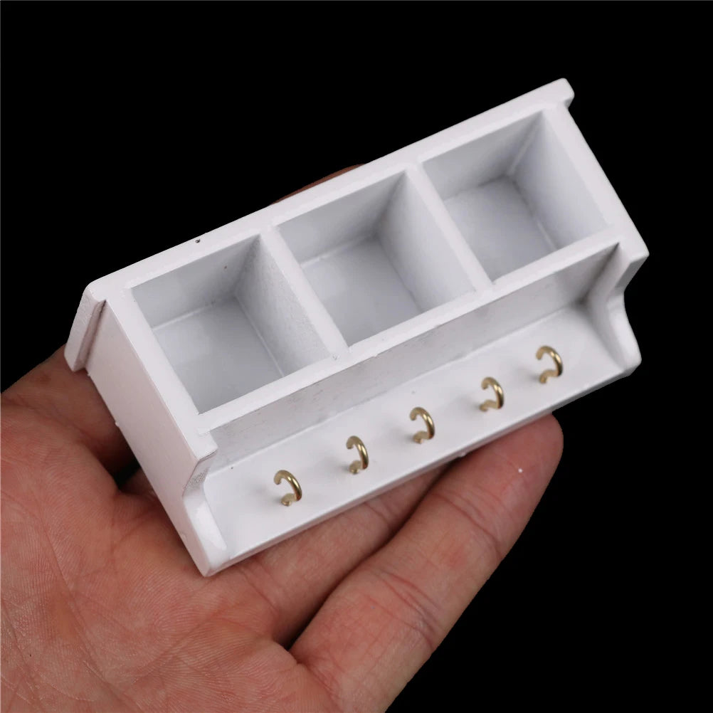 1/12 Dollhouse Miniature Wood White Wall Rack Model Kitchen Furniture Accessories For Doll House Decor Kids Pretend Play Toys