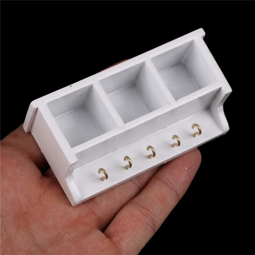 1/12 Dollhouse Miniature Wood White Wall Rack Model Kitchen Furniture Accessories For Doll House Decor Kids Pretend Play Toys