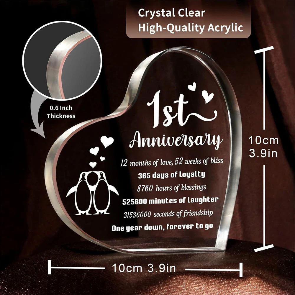 1 Year Anniversary Wedding Gifts for Him Her, One Year Anniversary Boyfriend Gifts, Penguin Couple Gifts 1st Happy Anniversary