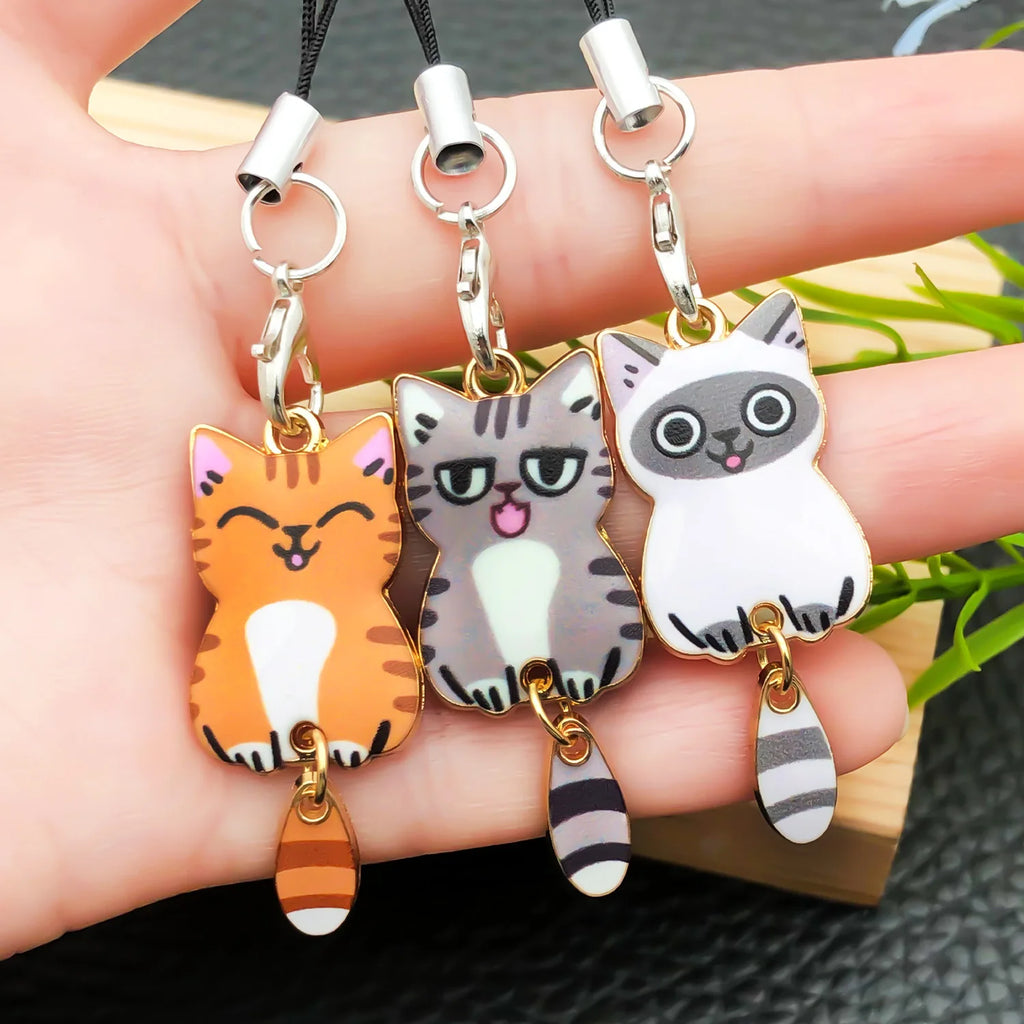 Cat Keychain, Cute Cat Charms, Accessories for Women Car Keys Purse Handbags Girls Women Gift DIY Crafts