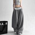 Wide-leg Pants for Women New Solid Color Loose Lace Drawstring Casual Drooping Sports