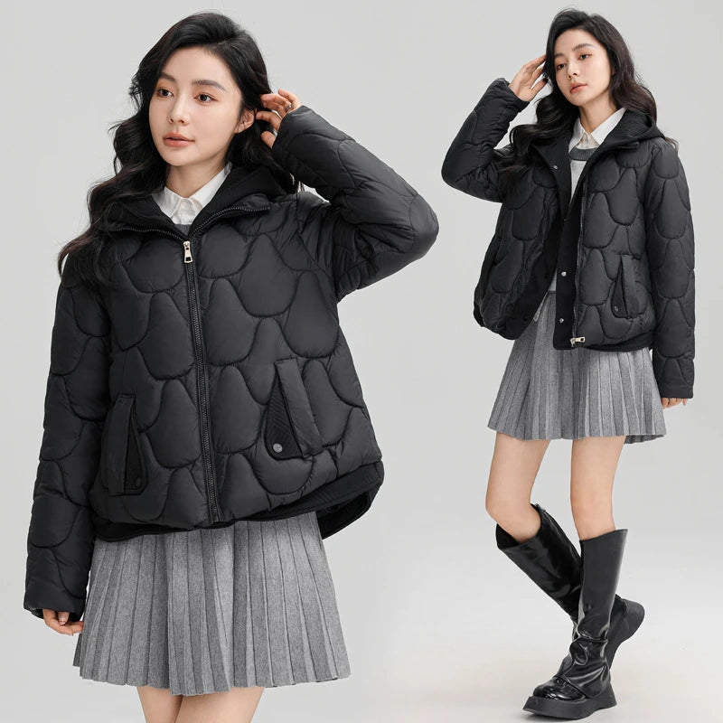 Winter New Fashion Cotton-Padded Jacket Women Small Slim Hooded Solid Parkas Girls Warm Coat Down Sustans Jackets Overcoat