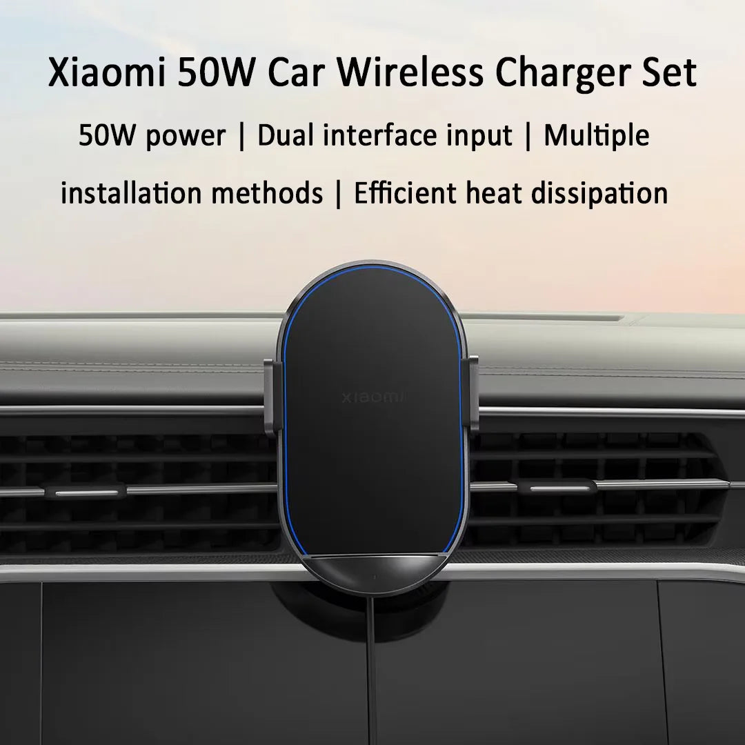 Xiaomi 50W Car Wireless Charger Set Dual Interface Fast Quick Charging Support Power-Off and Inductive Expansion Portable Holder