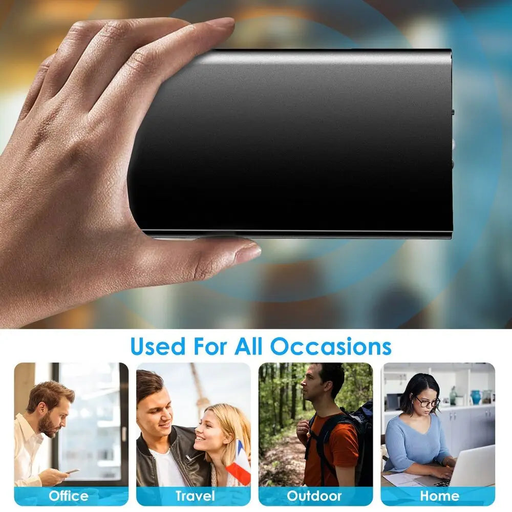 Banco de energía portátil negro rectangular con diseño minimalista elegante y capacidad de 20000 mAh para prendas térmicas.