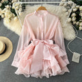 2026 Chiffon French Chic Elegant Blouses for Womens Spring Long Sleeve O-neck Solid Colours Femmen Long Shirt Tops Ruffles Woman