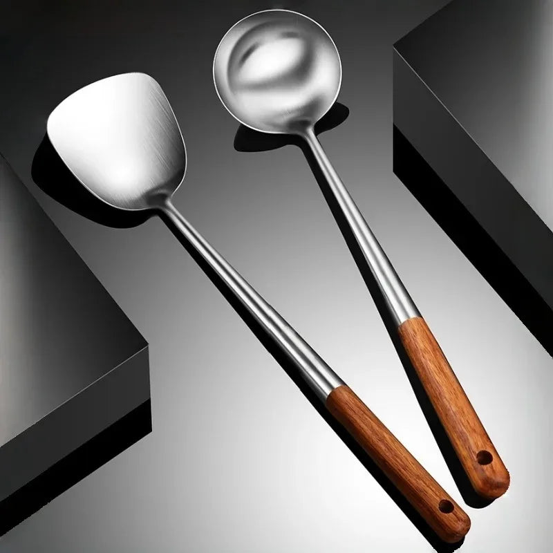 Kitchen Utensils Wok Spatula Iron and Ladle Tool Set Spatula for Stainless Steel Cooking Equpment Kitchen Accessories Essentials