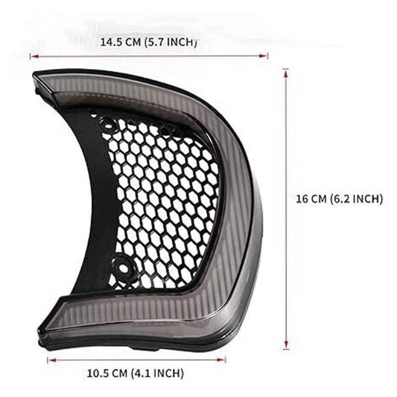Road-Glide-LED-Scheinwerferlüftungs-Akzentleisten am Seitenspiegelabdeckung in schwarzem Carbonfaser-Look mit Wabengitter-Einsatz für 2015–2024-Modelle