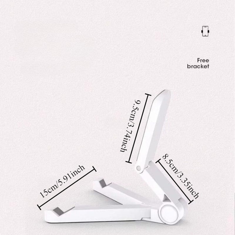White foldable stand holder with adjustable angle and free bracket included designed for ipad air pro and tablets.