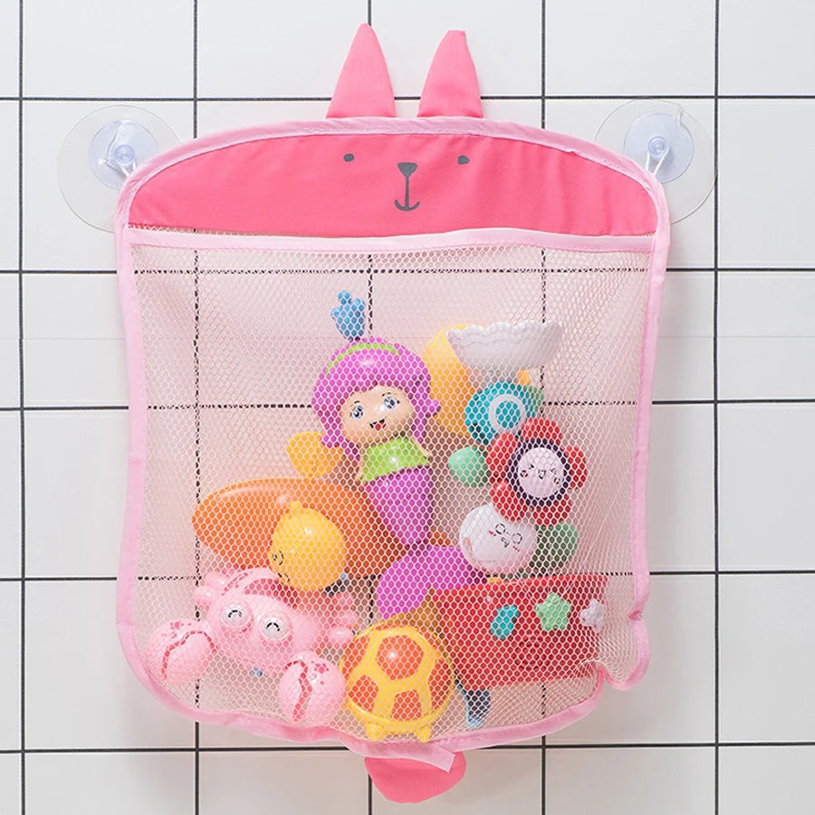 Baby Shower Toy Bathroom Mesh Bag Sucker Design For Bath Toys Kids Basket Cartoon Animal Shapes Cloth Sand Toys Storage Net Bag