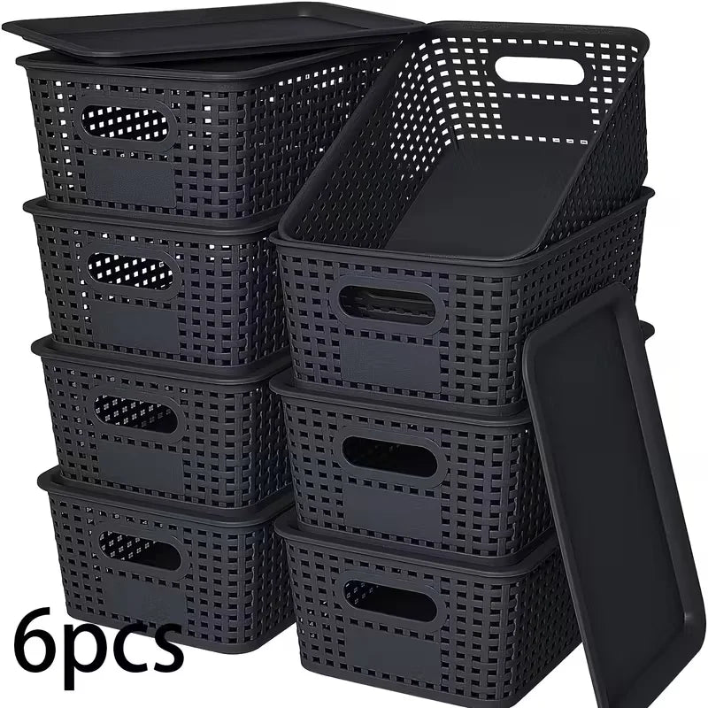 6 Stackable Storage Boxes with Lids, Space Saving Storage Rack Container, Suitable for Home Office, Bedroom Perfect for Home Use