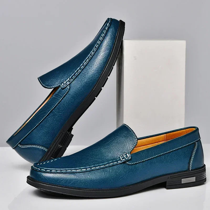Men Dress Shoes Breath Driving Lazy Loafers Moccasins Genuine Leather Footwear Slip on Office Man Formal Wedding Party