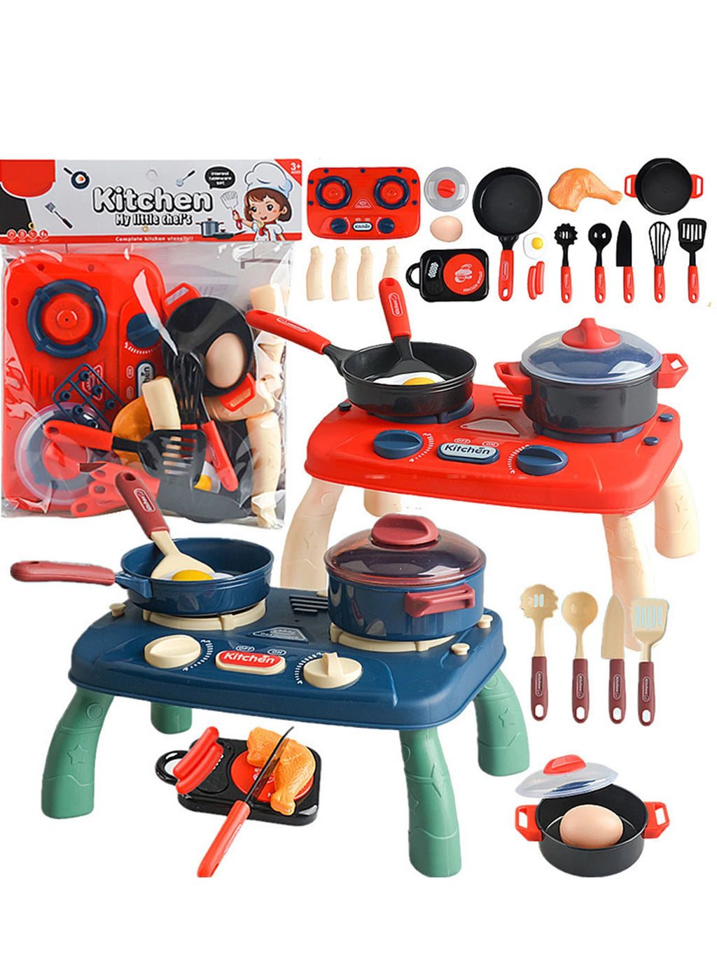 Children's Kitchen Cooking Role-Play Toy Set with Simulated Stove, Lights and Sound Effects, Girls' Role-Play Cooking Set, Parent-Child Interactive Holiday Toy
