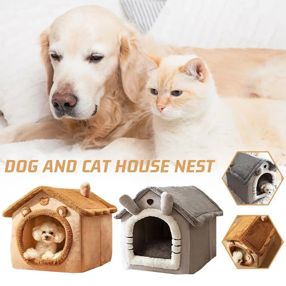 Foldable Pet House Removable Washable Durable Cat House Puppy Sofa Pet Bed House For Extra Small Dogs And Cats Winter Warm Mat