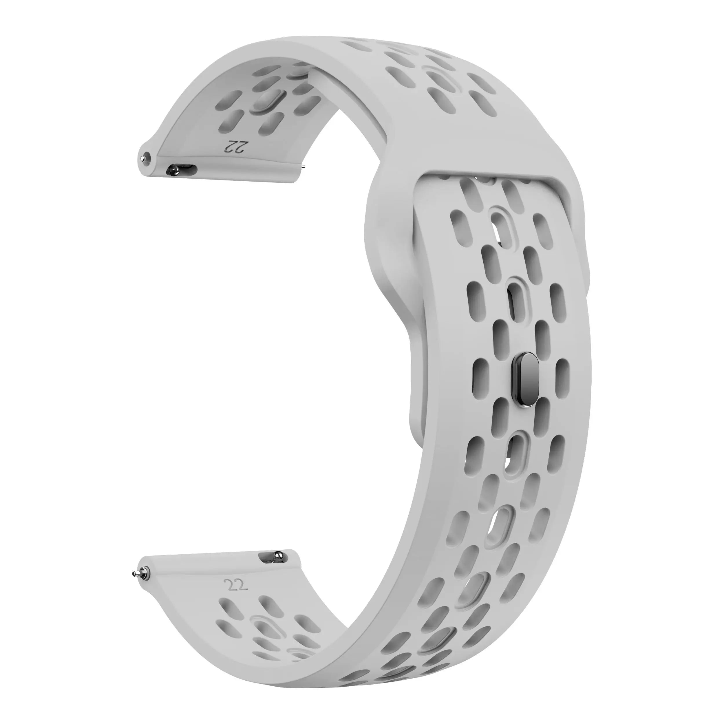 correa deportiva de silicona gris claro para el cmf watch pro 2 con diseño perforado y hebilla metálica