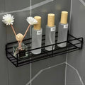 Bathroom Kitchen Punch Corner Frame Shower Shelf Wrought Iron Shampoo Storage Rack Holder with Suction Cup Bathroom Accessories