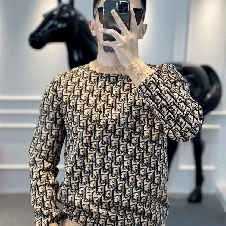 Men's Long Sleeve O Neck Pullover Sweater Slim Fit Knit Sweaters Lightweight Dress Casual Sweater Business Solid Color Outwear