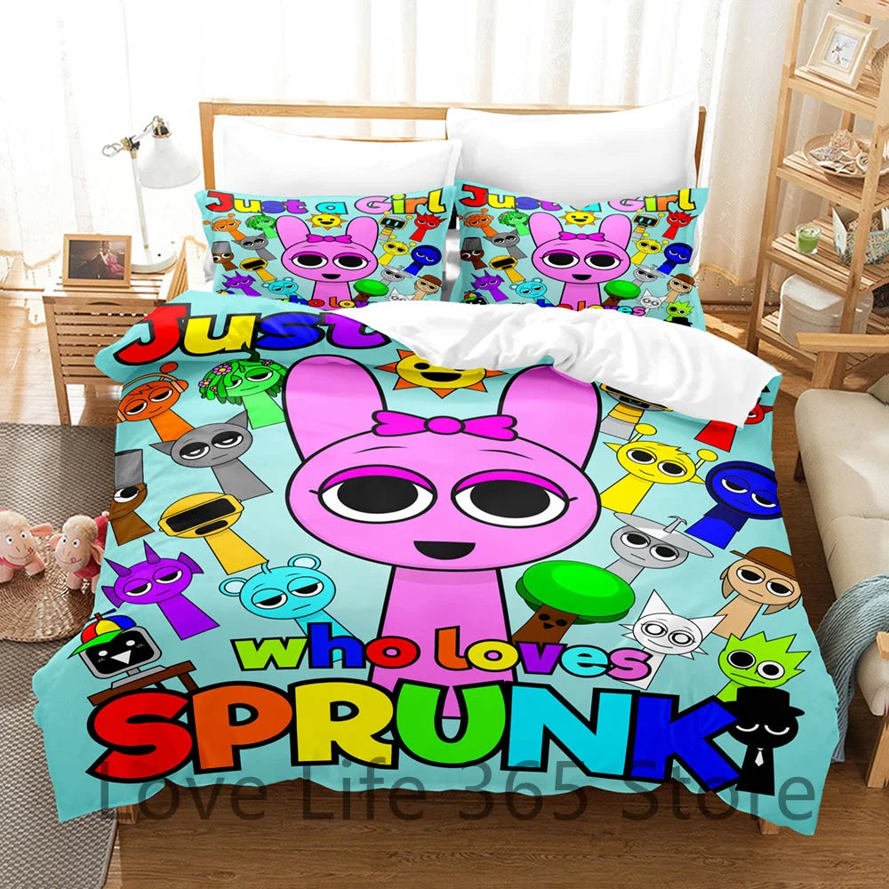 Game Sprunki Bedding Sets For Kids Boys Girls New 3d Printed Bed Cover Comforter Duvet Cover Pillow Case Bedroom Decoration