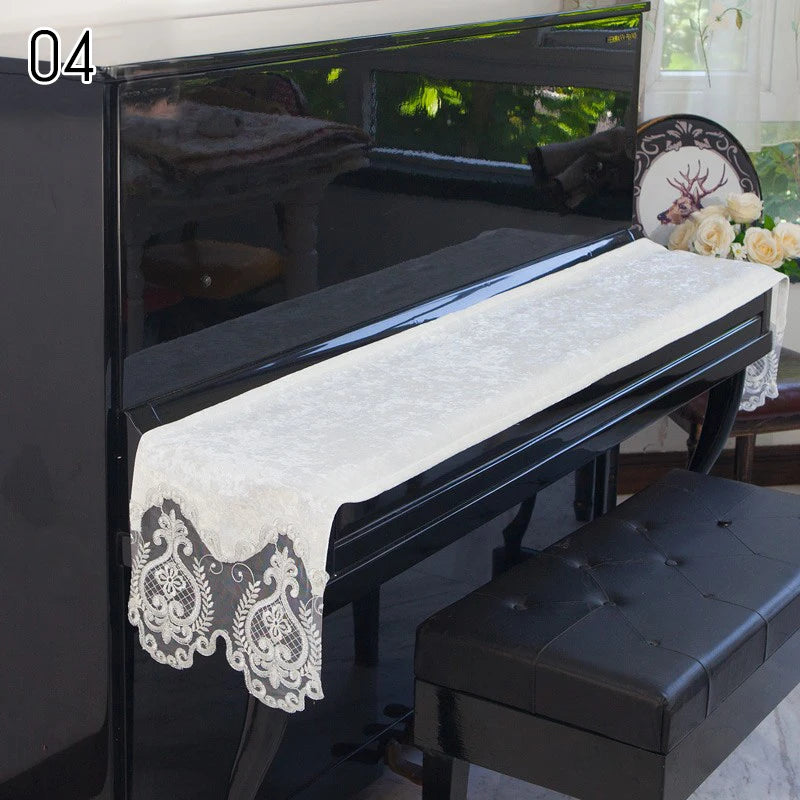European Piano Keyboard Dustproof Cover Cloth Modern Lace Printing Velvet Electric Piano Towel Furniture Protection Cover