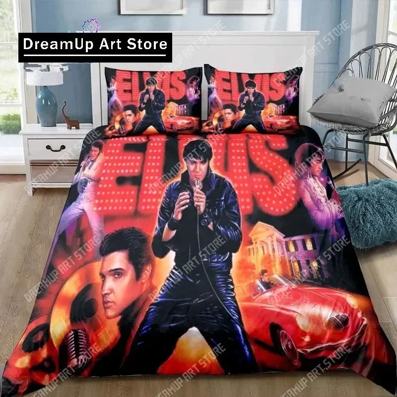 Poster Collection E-Elvis Presley Bedding Set Single Twin Full Queen King Size Bed Set Adult Kid Bedroom Bedding Gift