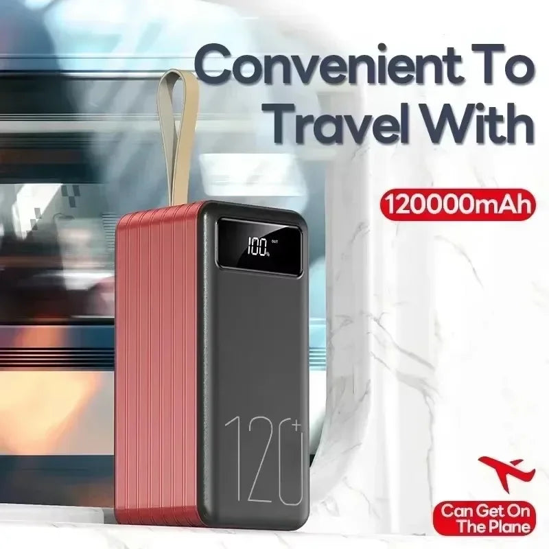 120W Portable Power Bank 120000mAh High Capacity Super Fast Charging Powerbank Charger External Battery for IPhone Xiaomi Huawei