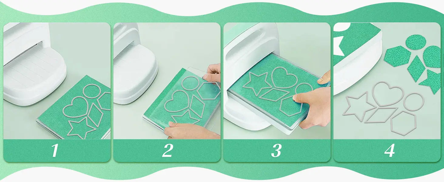 Teal-Glitzerpapier mit Herz-, Stern- und Kreis-Ausschnitt-Designs, die für Valentins-Eulen-Stanzformen und Stempel verwendet werden.