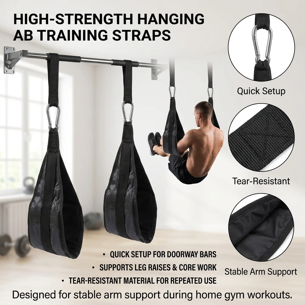 Ab Straps Heavy-Duty Home Gym Training for Fitness Enthusiasts Tear Resistant Hanging Leg Raise Core Workout Equipment