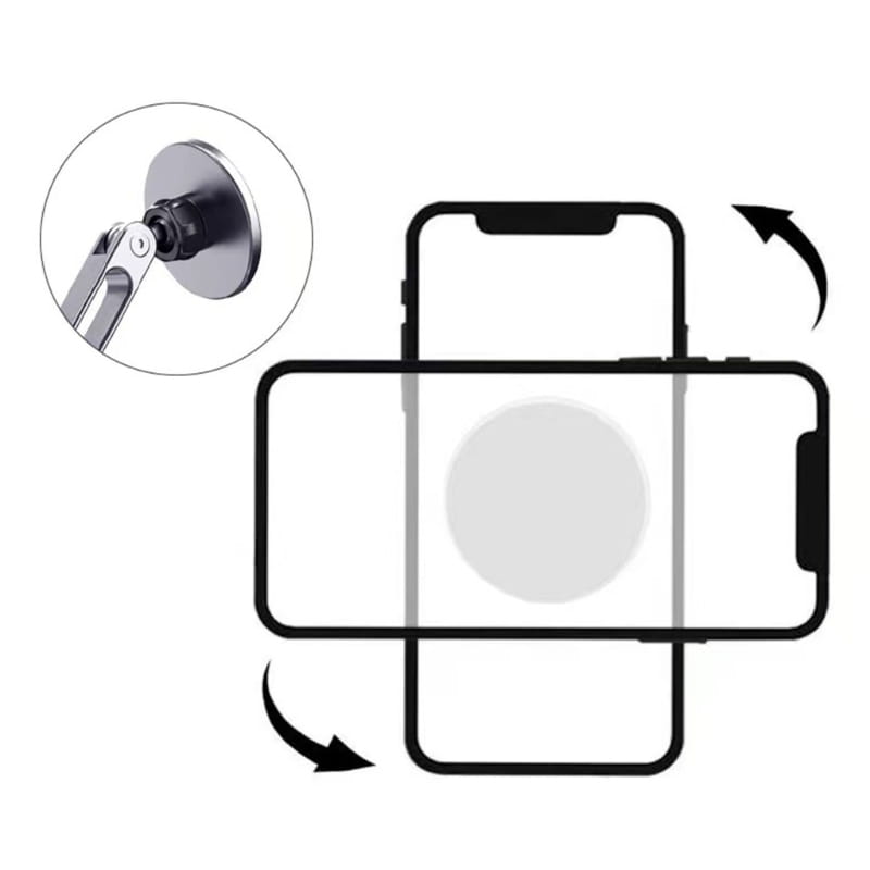soporte de teléfono para automóvil magnético plateado con brazo ajustable y base con ventosa compatible con iPhone 12 13 14 15.